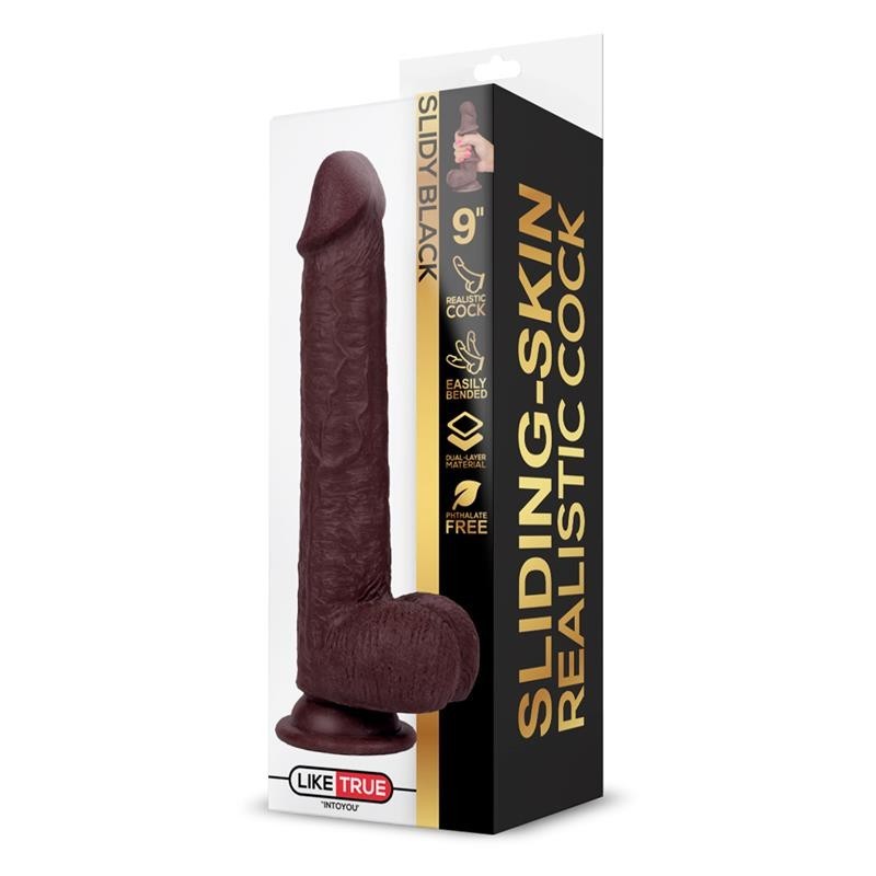 Dildo Nero Pelle Scorrevole 22 cm LikeTrue