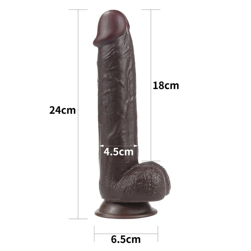 Dildo Pelle Scorrevole 24 cm Sliding 9,5 Nero