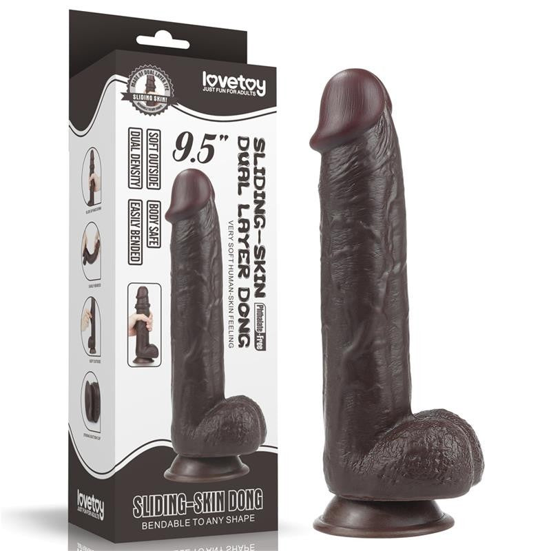 Dildo Pelle Scorrevole 24 cm Sliding 9,5 Nero