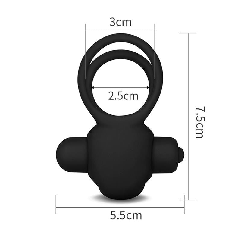 Anello Vibrante Doppio Power Clit Nero
