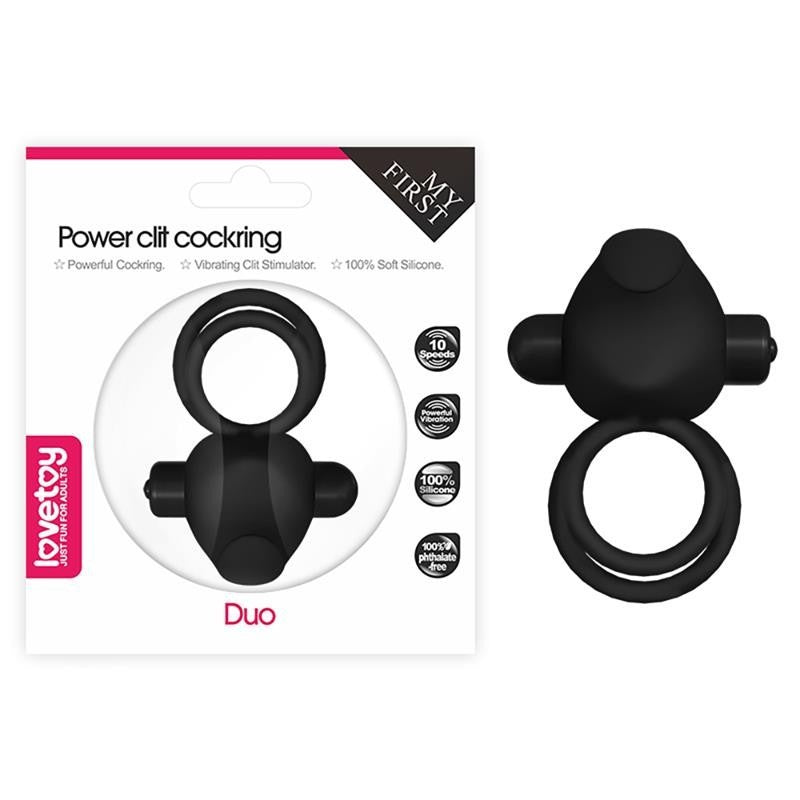 Anello Vibrante Doppio Power Clit Nero
