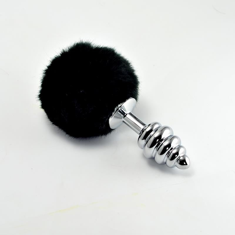 Coda Anale Pompon Spiral Nero
