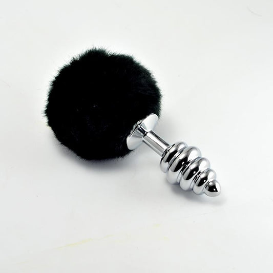 Coda Anale Pompon Spiral Nero