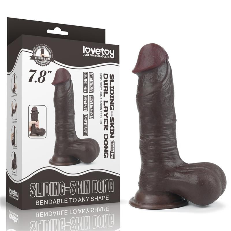Dildo Nero Pelle Scorrevole 19 cm Sliding 7.8