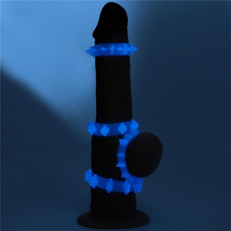 4 Cock Ring Lumino Blue