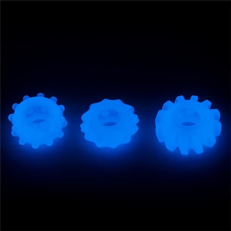 3 Cock Ring Lumino Blue