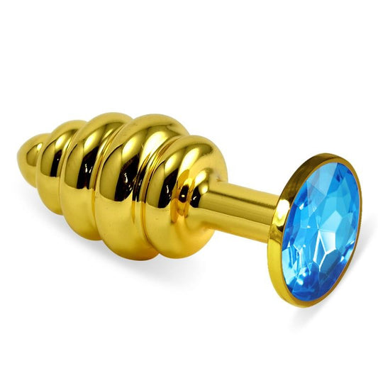 Gioiello Anale Dorato in Acciaio Azzurro