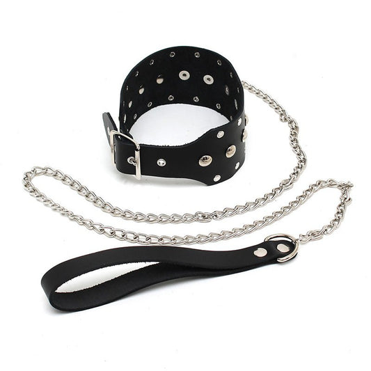 Collare Bondage Vera Pelle con Guinzaglio