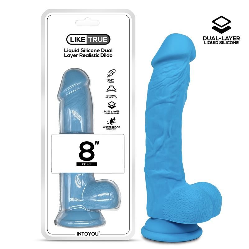 Dildo Colorato Silicone Liquido 20 cm Azzurro