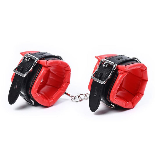 Cavigliere Bondage Imbottite Nero Rosso