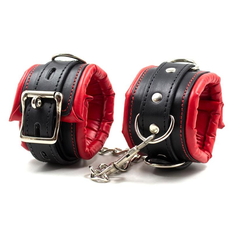 Cavigliere Bondage Imbottite Nero Rosso