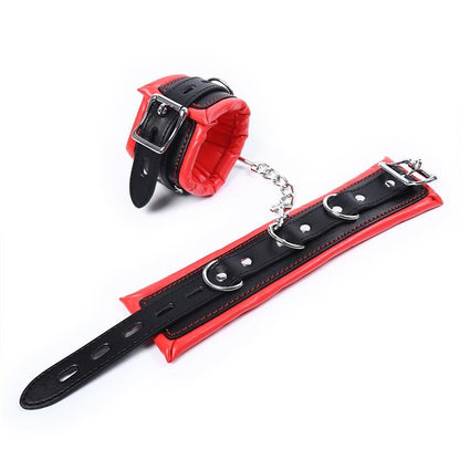 Cavigliere Bondage Imbottite Nero Rosso