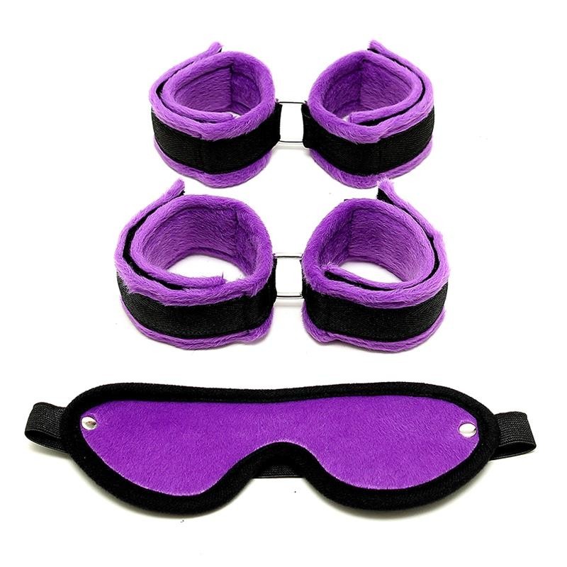 Kit Bondage Soft Manette Cavigliere Mascherina Viola