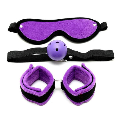 Kit Bondage Manette Ball Gag Mascherina Viola