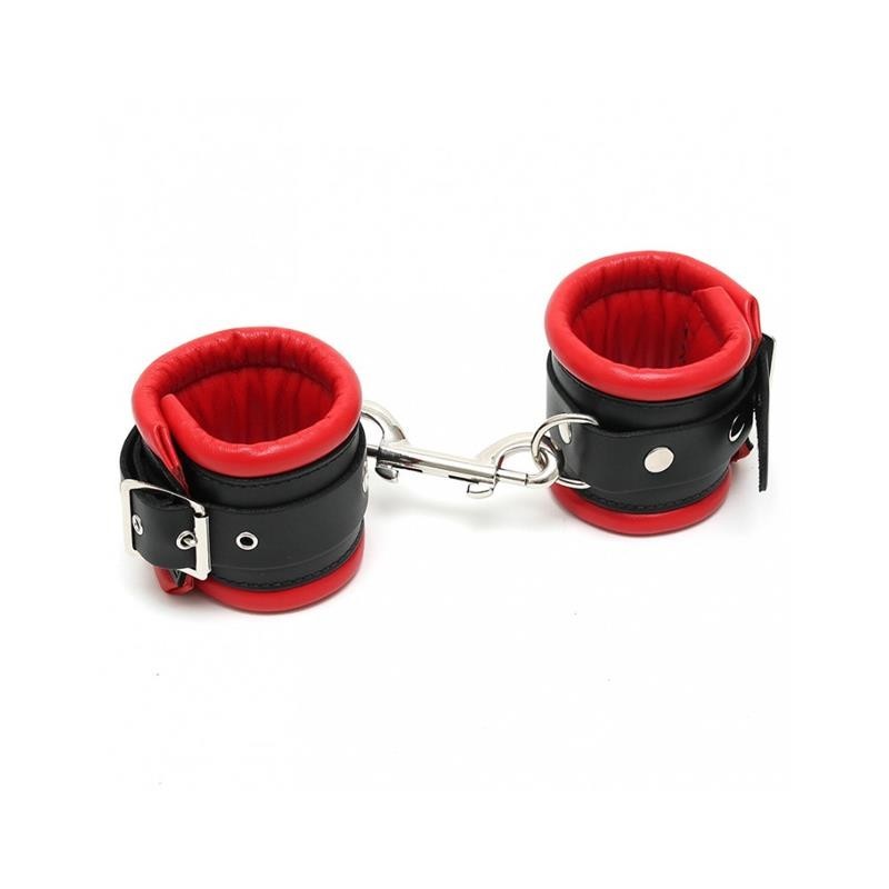 Manette Bdsm Pelle Serie Lux 7 cm Rosse