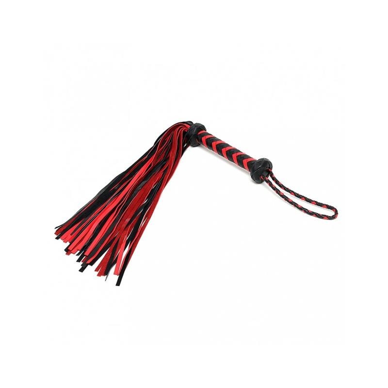 Frustino Sadomaso Vera Pelle 50 cm Rosso Nero