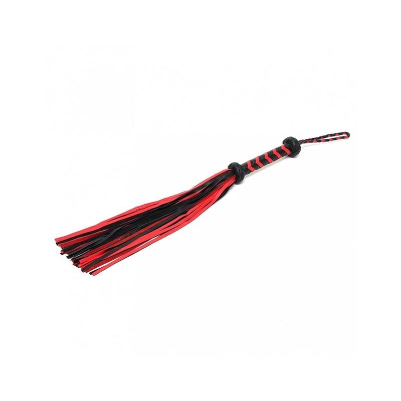 Frustino Sadomaso Vera Pelle 50 cm Rosso Nero