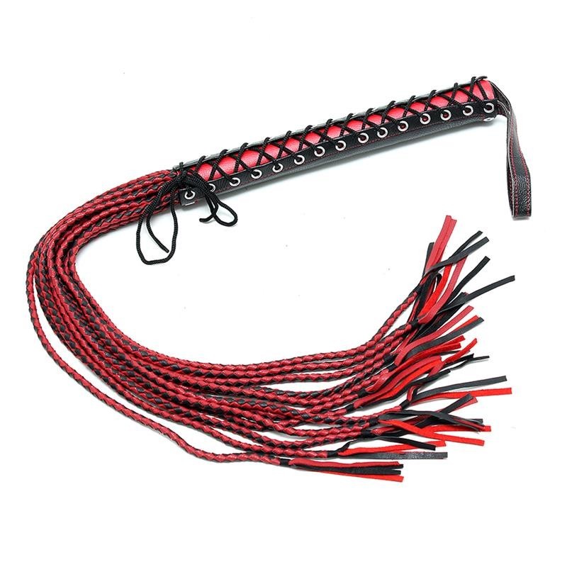 Frustino Vera Pelle Frange 90 cm Rosso