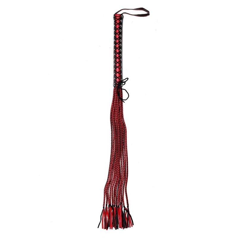 Frustino Vera Pelle Frange 90 cm Rosso
