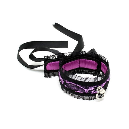 Collare Soft Bondage Viola con Pizzo