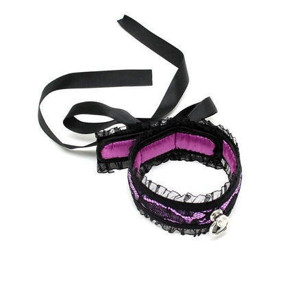 Collare Soft Bondage Viola con Pizzo