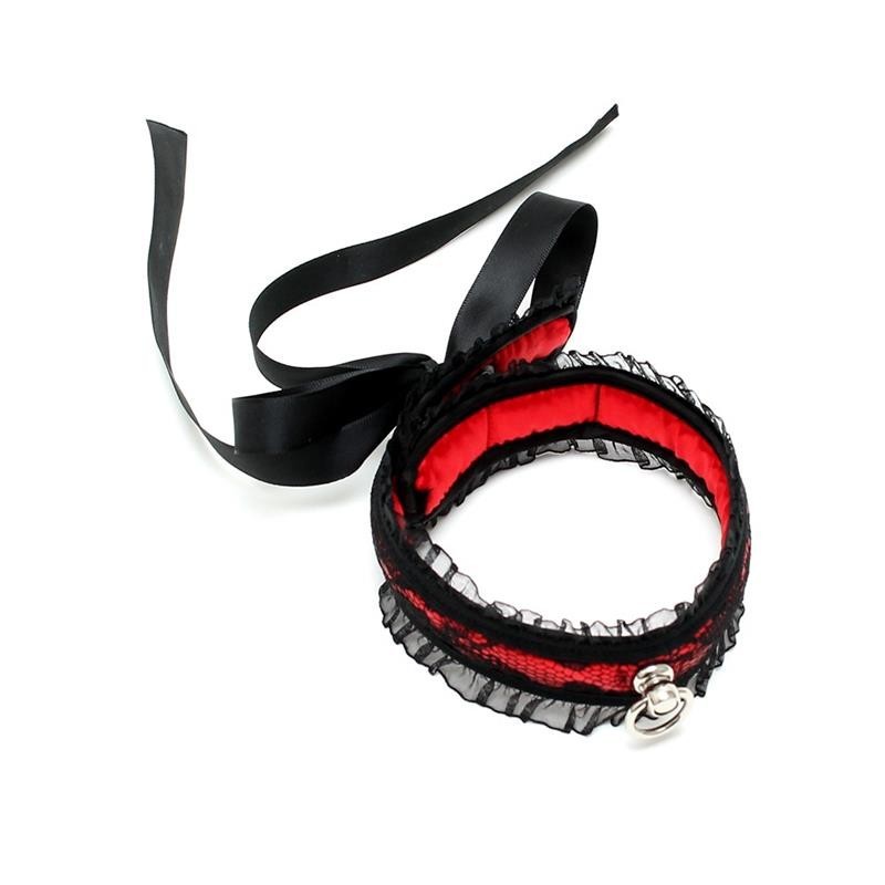 Collare Soft Bondage Rosso con Pizzo
