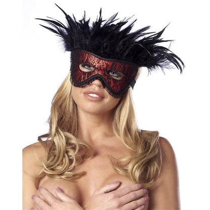 Maschera Venezia con Piume Luxury Rossa
