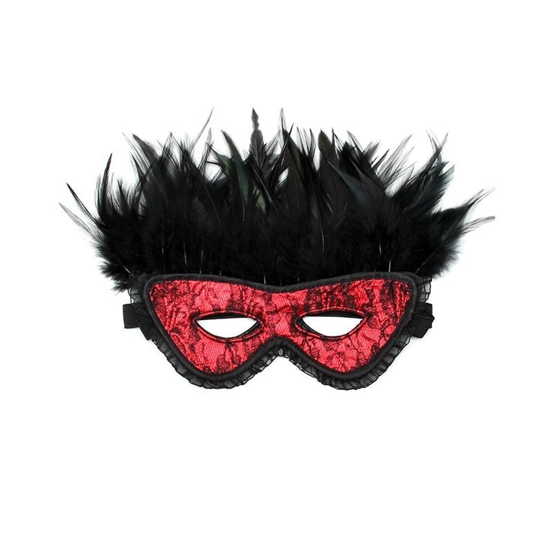 Maschera Venezia con Piume Luxury Rossa