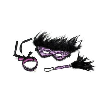 Set 3 Pezzi Maschera Collare Piumino Viola
