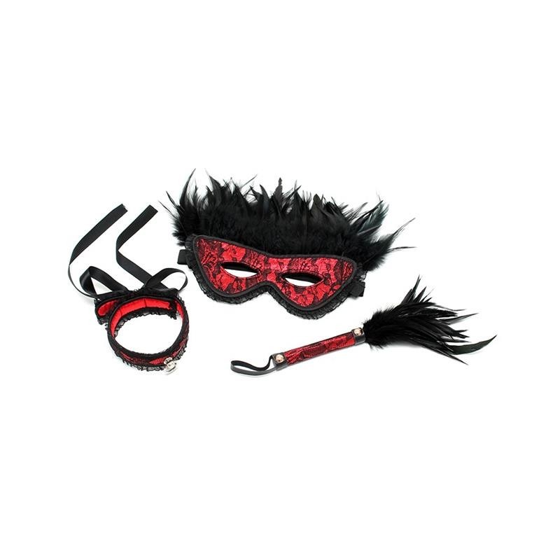 Set 3 Pezzi Maschera Collare Piumino Rosso