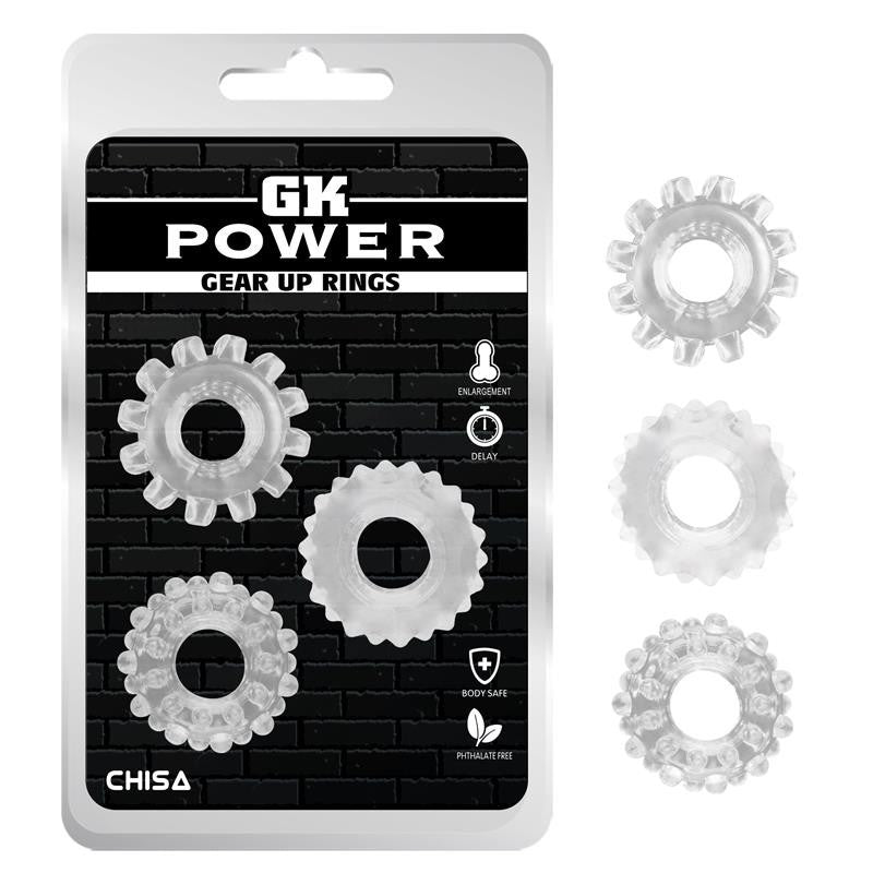 Kit 3 Cock Ring Gk Power Trasparenti