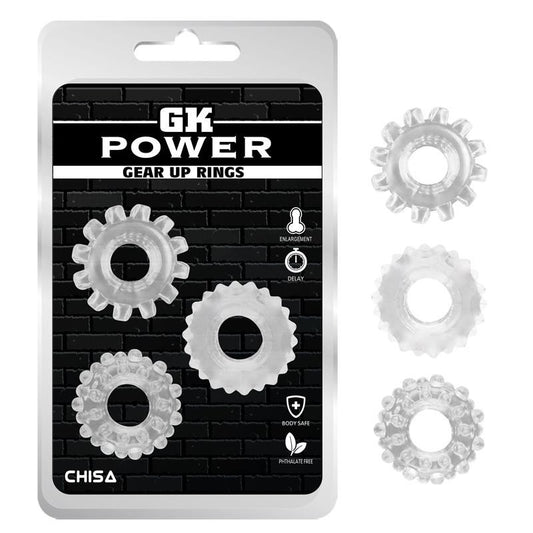 Kit 3 Cock Ring Gk Power Trasparenti
