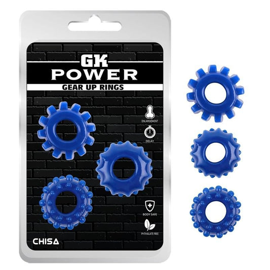 Kit 3 Cock Ring Gk Power Blue