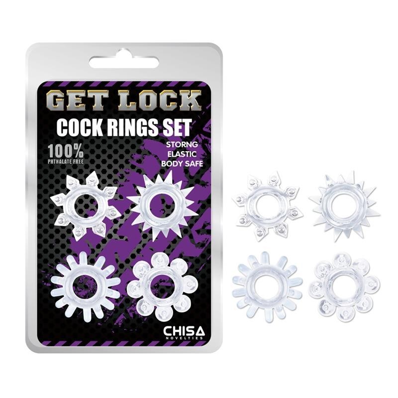 Set 4 Cock Ring Elasticizzati Trasparenti